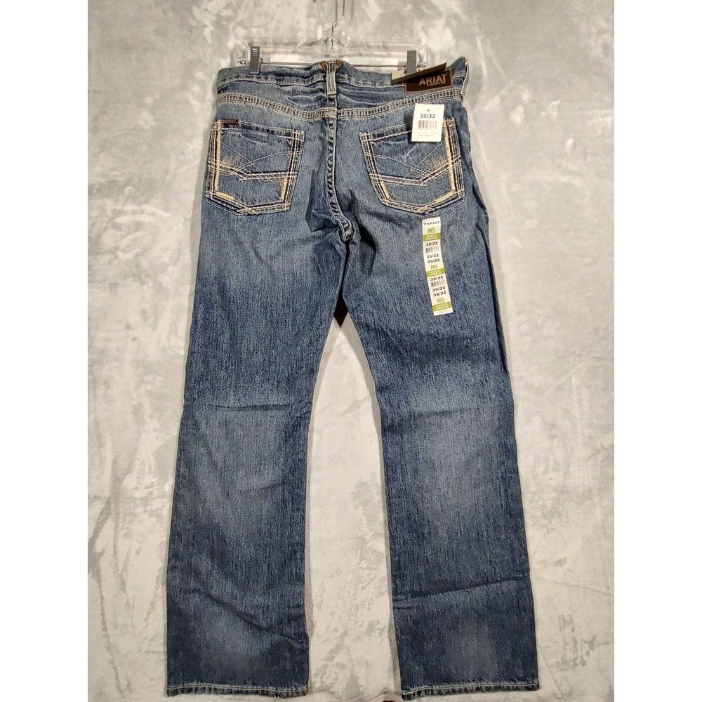 Ariat M5 Straight Fit Straight Leg Jeans Mens 35x32 Medium Wash Blue 10012701